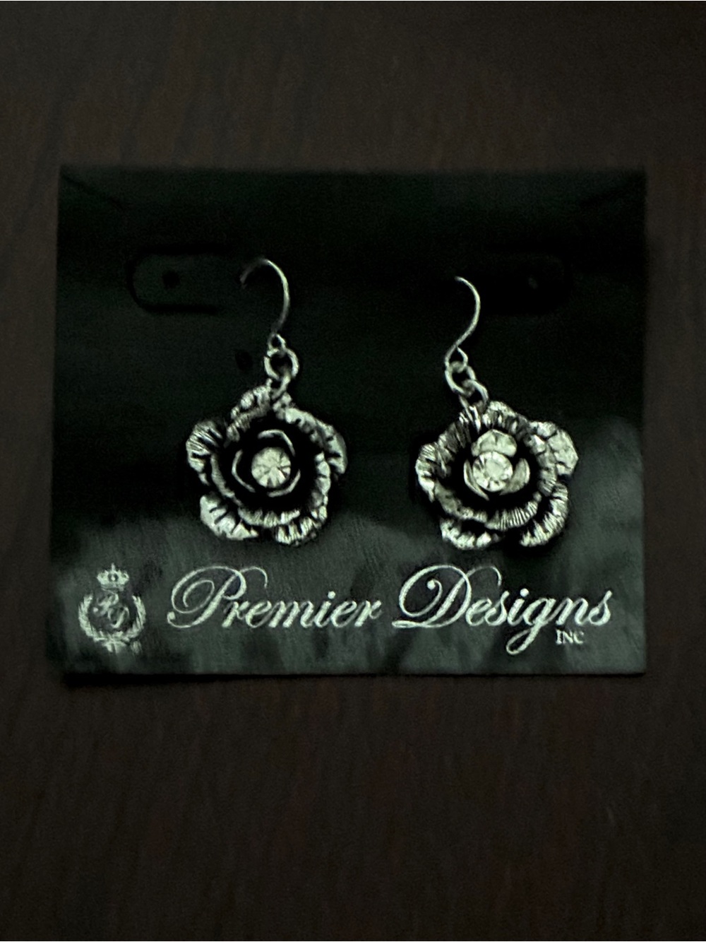 Premier Designs Silver Flower Dangle Earrings